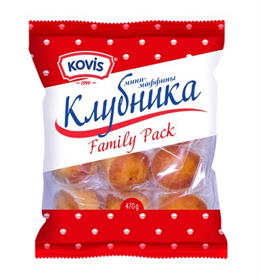 Изделия сдобные "Мини-маффины" "KOVIS" с фруктово-ягодной начинкой клубника 470г * 6шт - фото 4811