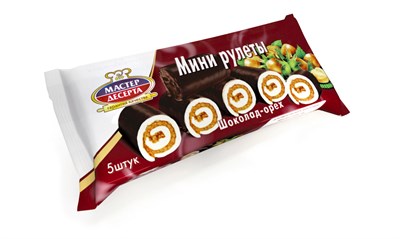Мини-рулеты бисквитные "Мастер Десерта" с кремовой начинкой шоколадно-ореховой 175г*15шт - фото 4831