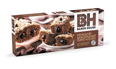 Пирог бисквитный "KUCHEN" шоколадный под товарным знаком "Baker House" 350г*8шт. - фото 4841