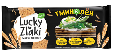 Хлебцы зерновые Lucky Zlaki Тмин-лён 0,105гр 1кор/12шт - фото 5058