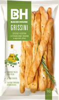 Хлебные палочки "GRISSINI" с итальянскими травами и морской солью под товарным знаком "Baker House" 80г*15шт
