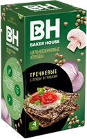 Хлебцы цельнозерновые "Скандинавские" гречневые с луком и грибами под товарным знаком "Baker House"  180г*8шт